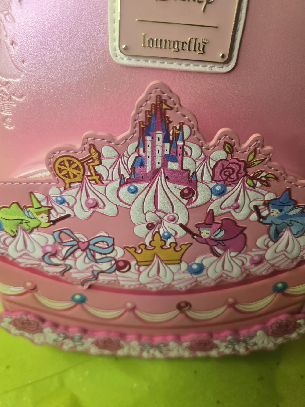 DISNEY LOUNGEFLY Sleeping Beauty Aurora Celebration Cake Mini Backpack Mint New